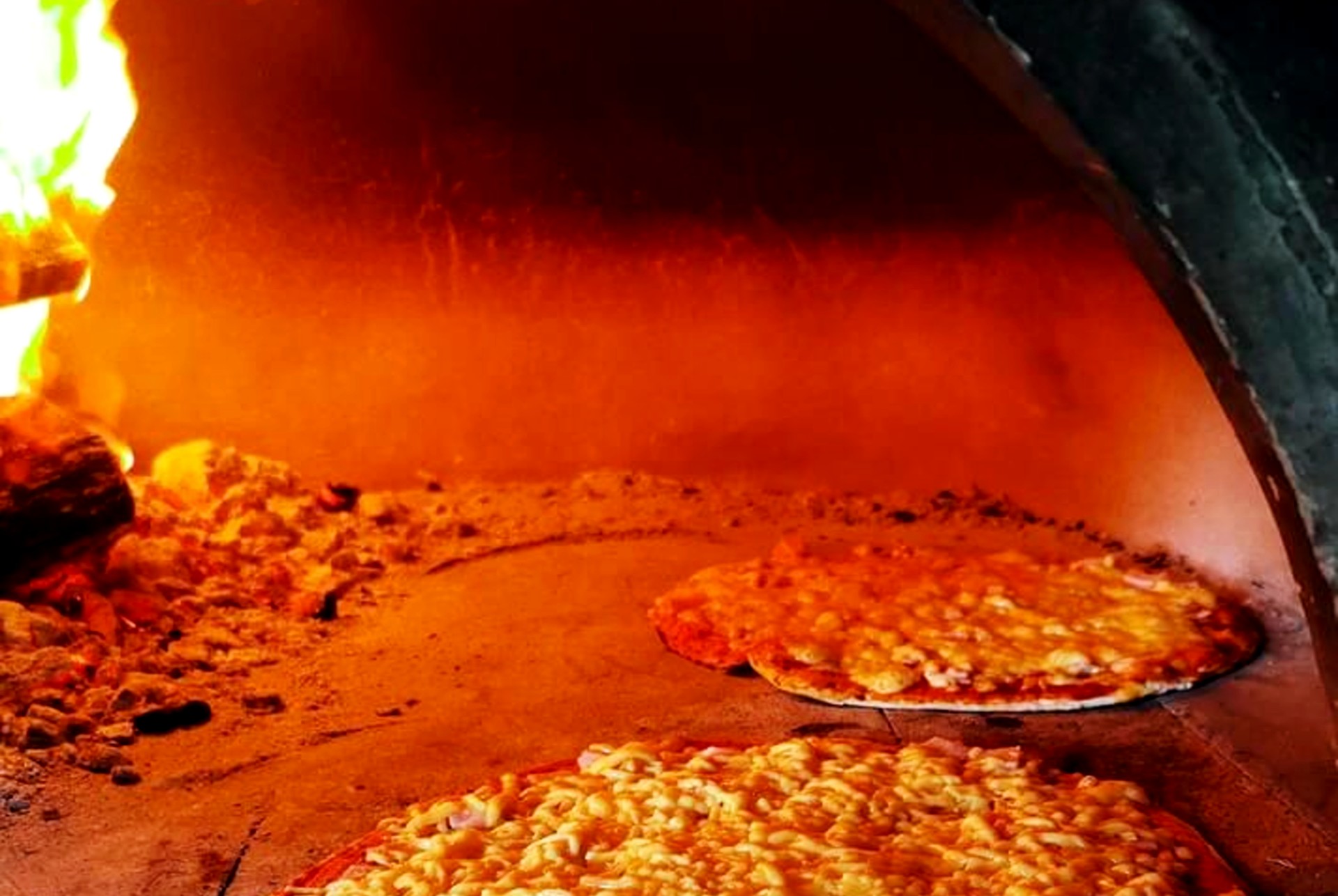 Pizza in oven